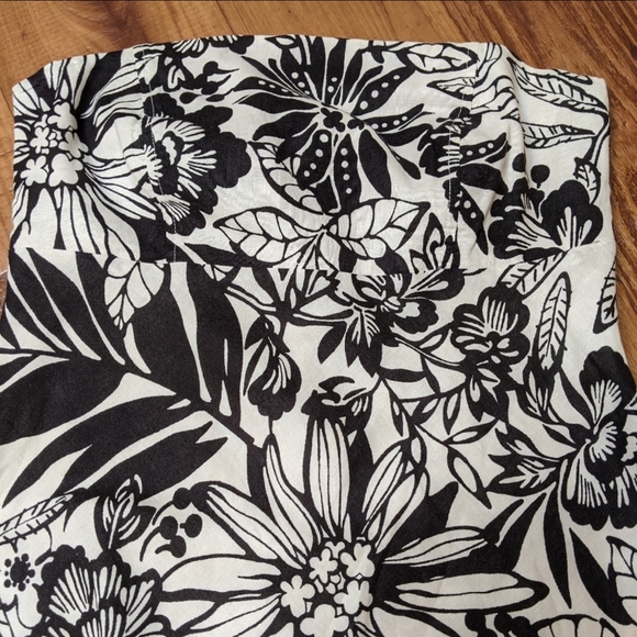 Gap Linen Strapless Dress Black & Off White Size 8 - Picture 3 of 4